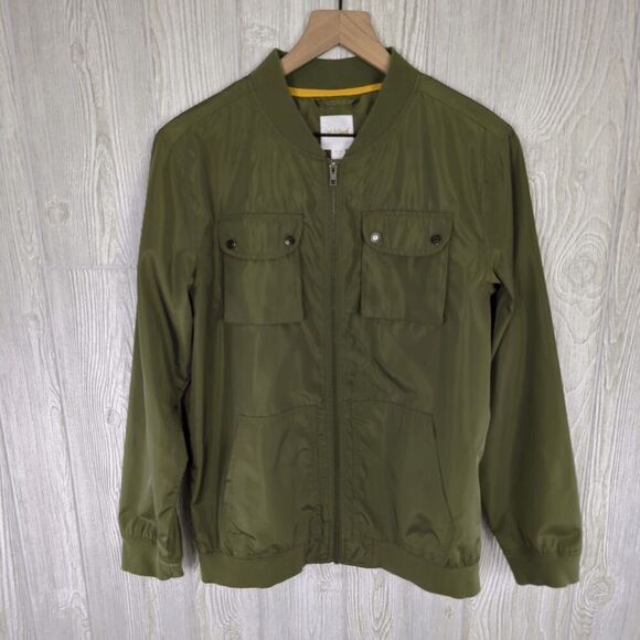 Cat & Jack Army Green Bomber Jacket Full Zip Pockets Boys XL Size 16 - Picture 2 of 7